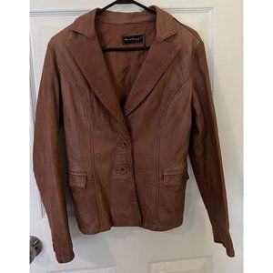 Maurizio Troiano Women’s Size 7 Brown Leather Jacket Made in Italy Coat Blazer